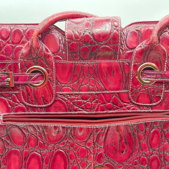 Large Charlie Lapson Leather Shoulder Bag Purse Burgundy size 16”x11” Laptop - Picture 11 of 16